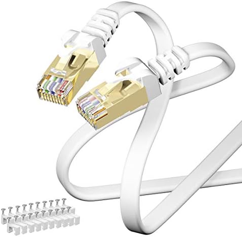 CAT 8 כבל Ethernet 75 רגל לבן - 40 ג'יגה -סיביות מהירות גבוהה ברשת אינטרנט רשת מחשב כבל תיקון מחשב עם מחברי RJ45 מוגנים - מהיר יותר מכבל רשת CAT7 CAT7 לנתב, מודם - 75 רגל לבן