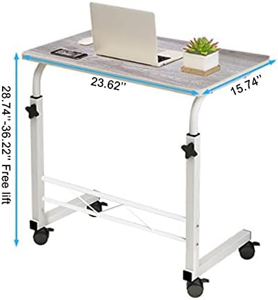 מחשב נייד שולחן שולחן מתכוונן גובה ספה מיטת צד מתגלגל שולחן, נייד עגלת מחשב נייד נייד מגש שולחן עבור בית משרד, שולחן עבודה 23.62 איקס 15.74 אינץ מחשב תחנת עבודה שולחן עם גלגלים שחור,