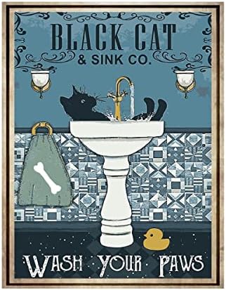 ציור שחור חתול שחור 5D ציור יהלום לפי ערכת מספר למבוגרים - ערכות אמנות יהלומים מצחיקות מצביעות מקדחה מלאות ציור עם אבני חן עגולות למבוגרים לילדים מתחילים, מושלם לעיצוב אמבטיה 12x16 אינץ '