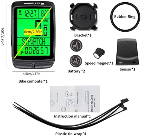 מחשב אופני טוטמוקס, מד מהירות אופניים, מד מרחק אופניים, רב -פונקציונלי ועמיד למים, תאורה אחורית חכמה, תצוגת LCD דיגיטלית HD, קל להתקנה