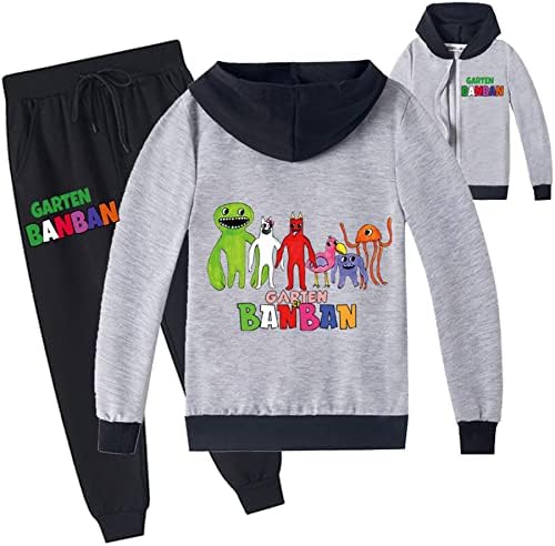 Jotolan Unisex Kids 2 חלקים תלבושות-תלבושות-גרוטן של קפוצ'ון רוכסן בנבאן עם מכנסיים ארוכים-מזדמנים.