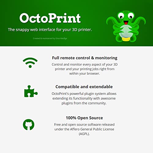 Octoprint מדפסת תלת מימד שלט רחוק שלט אינטרנט של מערכת Webserver System Pre-Flash ו- PINAND 1.75 ממ PLA PLA 3D CLAMNAL CUNDLE