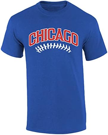 גברים של בייסבול צוות חולצת טי אילינוי שיקגו בייסבול צוות צבע רויאל כחול ואדום שרוכי קצר שרוול חולצה גרפי טי-רויאל-גדול