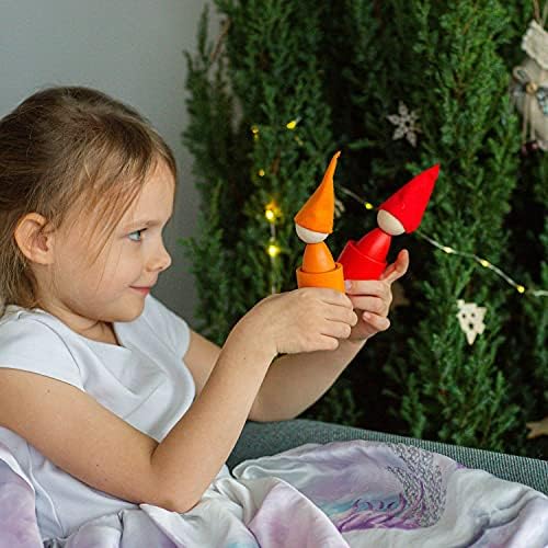 Ulanik בובות יתדות גדולות עם כוסות וכובעים Montessori צעצוע סדרון עץ משחק 12 גמדים 85 ממ גיל 3+ מיון צבע וספירה