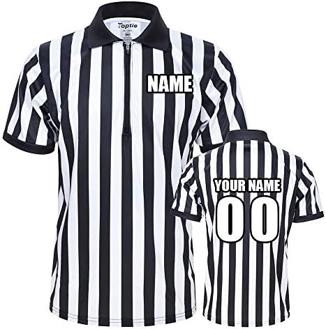 חולצת שופט בסגנון פרו-סגנון של Toptie עם רוכסן בהתאמה אישית עם שמות, מספרים והודעות בהתאמה אישית