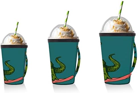 דינוזאור לבעלי חיים גולש מגניב לשימוש חוזר לשרוול קפה קרח עם שרוול כוס ניאופרן לסודה, לאטה, תה, משקאות, בירה