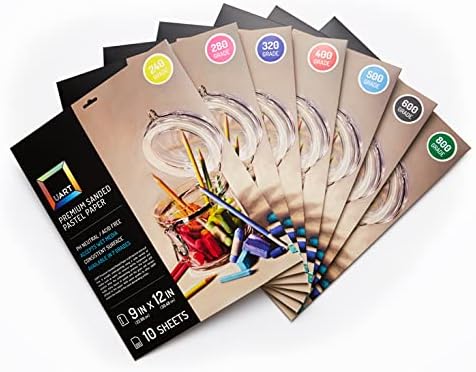 UART Premium Pastel Pastel נייר גיליונות לאמנות לפסטלים, עפרונות ופחם, 9 x 12, כיתה 600, 10 חבילה