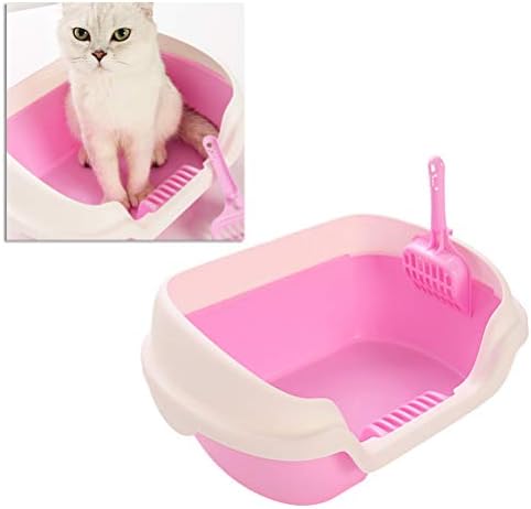 טהו חצי סגור חתול ארגז חול, חתול ניקוי אמבטיה אגן פלסטיק חתול אסלה חלל גדול מבנה תיבה, קל ניקוי