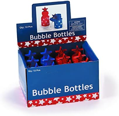 כיף אקספרס - בקבוקי בועת כוכבים פטריוטיים לרביעי ביולי - צעצועים - בועות - בקבוקי בועות אופי - רביעי ביולי - 12 חלקים