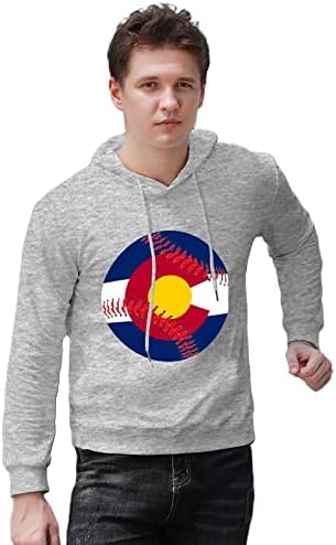 קולורדו דגל בייסבול גברים של כותנה בסוודרים הסווטשרט צמר סווטשירט לנשימה רופף ארוך שרוול למעלה