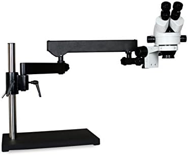 Vision Scientific VS-9F סימולציה-מוקד-מוקד זום מיקרוסקופ סטריאו, עינית רחבה של 10x, 0.7x-4.5X טווח זום, טווח הגדלה 7x-45X, מעמד עמוד זרועות W/BASE W/BASE