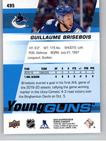 2019-20 הסיפון העליון 495 Guillaume Brisebois Guns Young Rookie RC טירון Vancouver Canuck