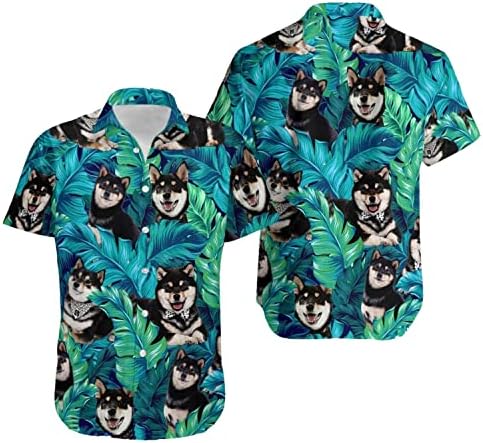 שיבה אינו כלב שחור עוזב דפוס טרופי חולצה הוואי שיבה צמחי חיות מחמד של כלב קיץ חולצת אלוהה