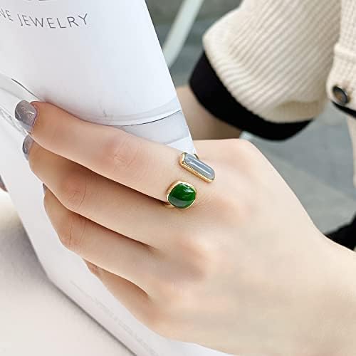 וינואה צבעוני להקות ירוק לבן אמייל לערום טבעת פתיחת מתכוונן טבעת לנשים ילדה בני נוער