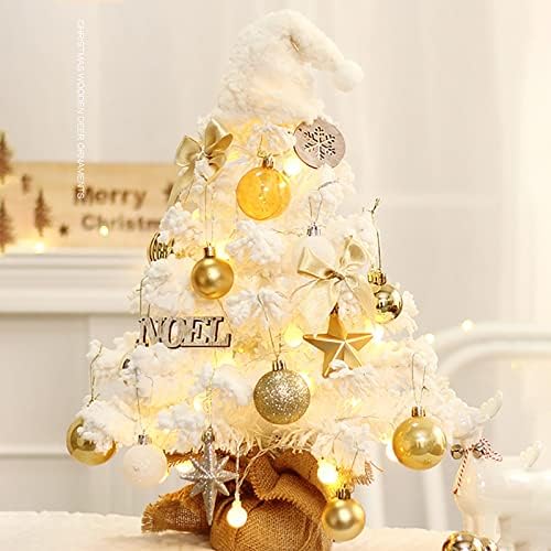 גמדי גנים קטנים 19.6 אינץ 'עץ חג המולד עץ חג המולד עץ חג המולד מלאכותי עץ חג המולד קטן עם אורות וקישוטים לקישוט עץ חג המולד. קישוט של מספרה של שלג