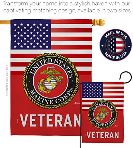 דגל הגן הוותיק של חיל הנחתים האמריקני - כוחות חמושים USMC SEMPER FI ארצות הברית אמריקאית צבאית רשמית רשמית - קישוט הבית כרזה מתנה לחצר קטנה כפול צדדית בארהב 13X18.5