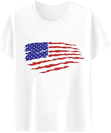 4 ביולי חולצות חולצות לנשים שרוול קצר חולצת טריקו עם צווארון דגל אמריקאי פסים כוכבים חולצת עניבה טוניקה חולצות