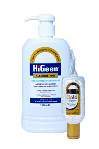 Higeen מתקדם אנטי בקטריאלי ג'ל חוטא ידני, חבילה של שלושה בקבוקי משאבה של שלושה 1000 מל בניחוחות לימון טריים