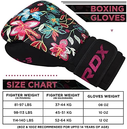 RDX נשים אגרוף כפפות לאימוני Muay Thai Flora Skin Mits Mitts for Sparring, Fightboxing טוב לתיק אגרוף, רפידות מיקוד ואגרוף כדור קצה כפול