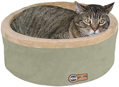 מוצרי חיות מחמד מיטת תרמו-קיטי מיטת חתול מחוממת גדולה 20 אינץ ' מרווה / טאן