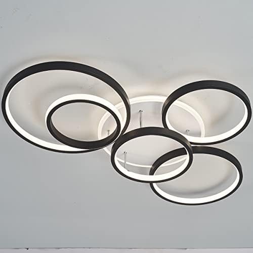 Langlitiaodeng מודרני LED תאורת תקרה לעומק שלט רחוק 6 תאורת תקרה טבעת 70W 4900LM, תאורת תקרה לסלון, חדר שינה, מטבח, מסדרון, מרפסת, חדר אוכל, 2800-7000K