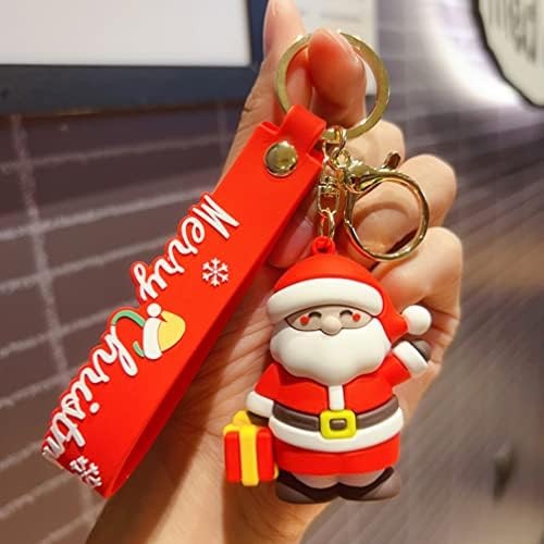 ABOOFAN 2PCS חג המולד סנטה קלאוס מחזיק מפתחות לחג המולד קריקטורה מפתח פוב מכונית מכונית מחזיק תיק תיק תיק קסמי