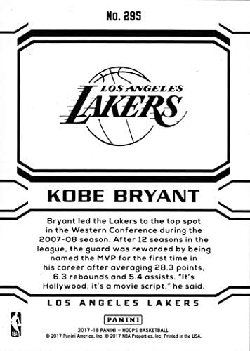 2017-18 Panini NBA Hoops 295 Kobe Bryant Laker