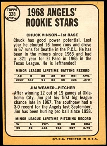 1968 Topps 328 Angels Rookies Jim Weaver/Chuck Vinson Los Angeles Angels NM Angels