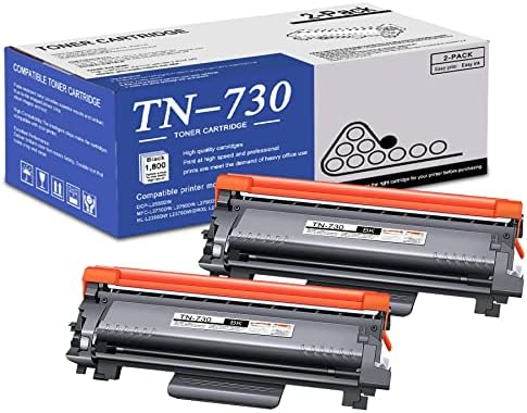 מחסנית TN730 טונר תואמת 2 חבילות TN-730 החלפה שחורה לאח TN730 TN-730 לאח DCP-L2550DW MFC-L2710DW L2750DW L2750DWXL HL-L2350DW L2390DW L2395DW Ins