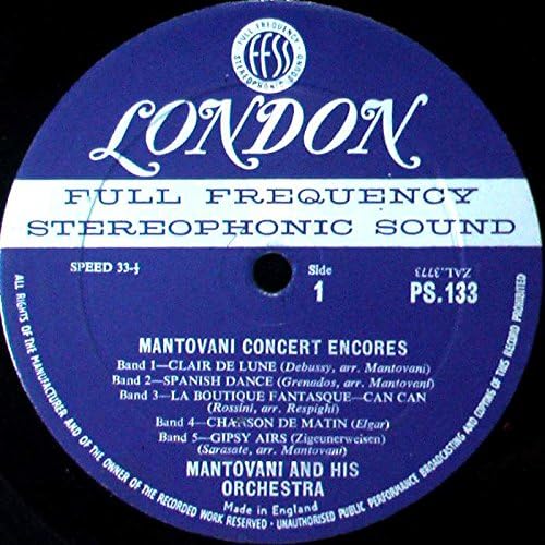 שיא ויניל 33 RPM.LP. אוסף נדיר של מנטובני והתזמורת שלו קונצרט.