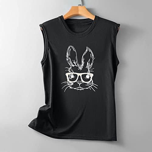 גופיית פסחא שמח לנשים משקפיים ארנב ארנב חולצות אפוד מודפס