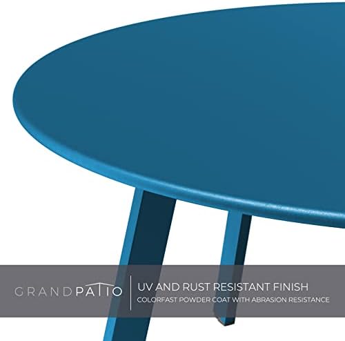 שולחן קפה פטיו עגול פטיו פטיו, שולחן צדדי גדול עמיד במזג אוויר, שולחן צד גדול, כחול טווס