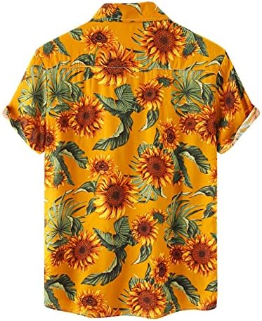 קיץ גברים של שמלת חולצות גברים מקרית אופנה חולצה למעלה פרח הוואי מודפס נאה למעלה חולצה קצר צווארון