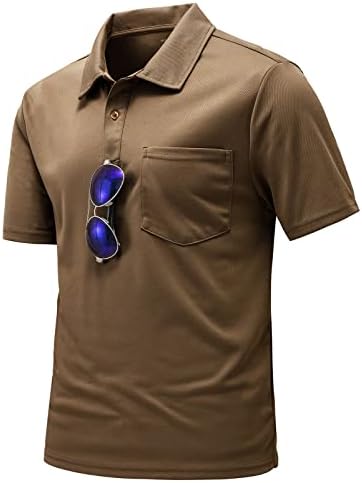 חולצות פולו לגברים של TBMPOY עם כיס שרוול קצר מהיר ספורט מזדמן יבש חולצת גולף חיצונית