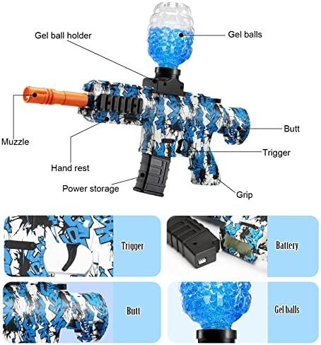 אקדח כדור פלאטר - אקדח פלאט עם 40000 כדורי ג'ל Hikewintoy Gel Gel לפעילויות בחצר האחורית ולחוץ, מתנה לבנים ולבנות בגילאי 12+