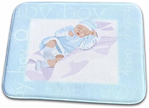 3drose Florene Childrens אמנות - תינוק על נייר תינוק כחול - מחצלות שטיח אמבטיה