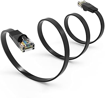 כבל Ethernet שטוח 45ft Cat6 כבל רשת 45 רגל כבל רשת Gigabit LAN RJ45 כבל תיקון במהירות גבוהה עבור Xbox, PS4, PS3, מודם, נתב, LAN, מתג תואם CAT5E/CAT6 רשת, שחור