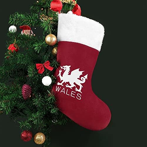ויילס דגל וולשי גרבי חג המולד גרב עץ חג המולד קישוטים לסנטה קישוטים לקישוטים לחופשת אח 16.5