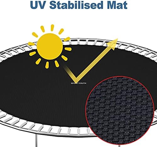 מחצלת קפיצה להחלפת טרמפולינה של טורוטון, מתאימה למסגרת טרמפולינה עגולה של 15 רגל עם 96 טבעות V, בעזרת קפיצים של 6.5 אינץ ', רק מחצלת