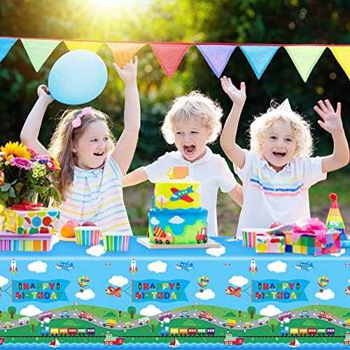 Tegeme 3 חבילות הובלות מסיבת יום הולדת ציוד שולחן תחבורה מכסה מכוניות מפות הובלה רכב קישוטי יום הולדת לילדים יום הולדת מסיבת מקלחת לתינוקות, 54 x 108 אינץ '