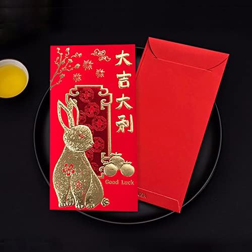 12 יחידות סיני חדש שנה אדום מעטפות 2023 סיני אדום מעטפות, סיני אדום מנות אדום כיס הונג באו, 2023 ארנב מזל כסף מעטפות לאביב פסטיבל יום הולדת חתונה