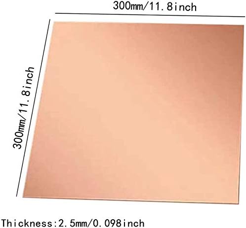 ניאנקסין נחושת גיליון סגול נחושת צלחת 6 גדלים שונים נחושת צלחת עבה 2.5 ממ עבור תכשיטים, מלאכת יד, בעבודת יד חומר טהור נחושת גיליון