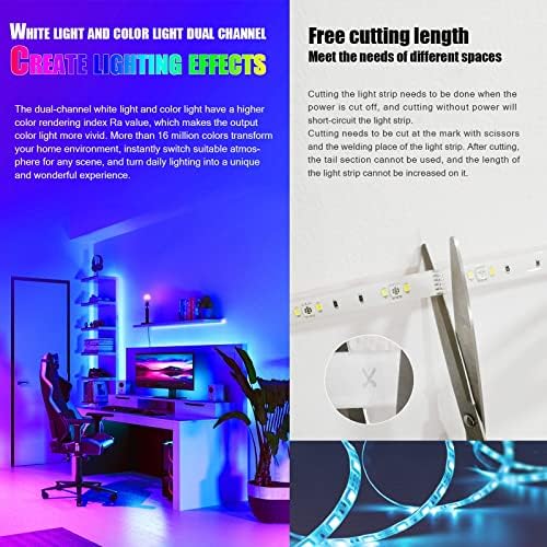 אורות רצועת LED Muuxien 16.4ft רצועות אור חכמות עם שליטה מרחוק 5050 RGB אורות LED לחדר השינה צבע אורות משתנים למסיבת החדר