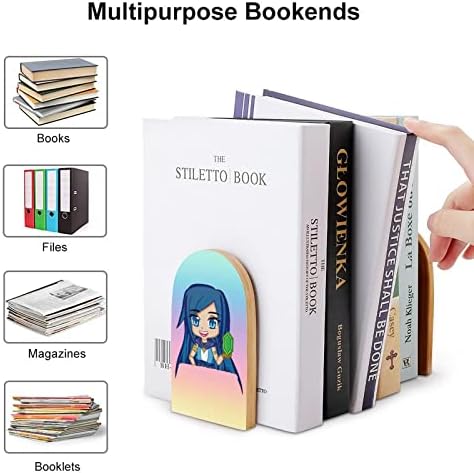 פוננה תומכי ספרים עץ ספר מחיצת דקורטיבי מדפים ללא החלקה ספר סטנד 2 חתיכות עבור משרד בית