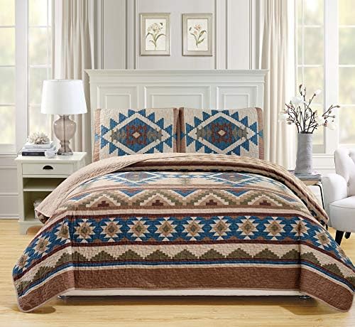 כפרי מערבי דרום -מערבי אינדיאני אמריקאי נאוואג'ו עיצוב מיטות מיטות גדולות.