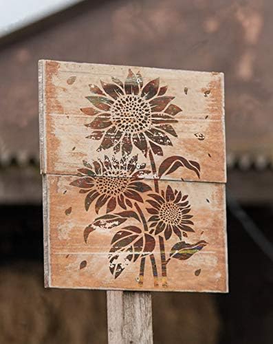 GSS מעצבת סטנסיל חמניות - שבלונות פרחי שמש לציור על עץ, בד, נייר, בד, רצפה, קיר, ריהוט - אמנות DIY ושבלונות מלאכה מתנה