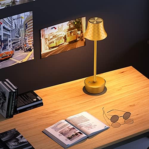 מנורת שולחן LED של Jalvde, מנורת שולחן נטענת אלחוטית 6000 שח סוללה מופעלת 2 דרגות מנורת לילה בהירות למסעדה/חדר שינה/חדר קריאה