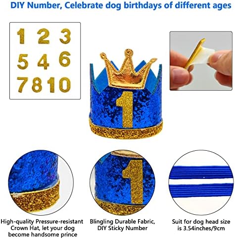 ציוד למסיבות יום הולדת לכלב, LMShowowo כלב יום הולדת בנדנה בנדנה, עם כובע יום הולדת לכלב אלסטי עניבת פרפר מספר יום הולדת בלונים