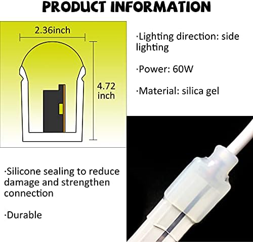 Yxhl LED אורות ניאון 12V לבן 6500K 50ft/15m LED אטום למים LED ניאון גמיש גמישות לעיצוב בית חיצוני מקורה בחוץ קישוט ביתי/DIY ...