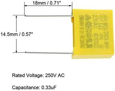 קבלים בטיחותיים של UXCell סרט פוליפרופילן 0.33UF 275VAC X2 MKP 10 PCS